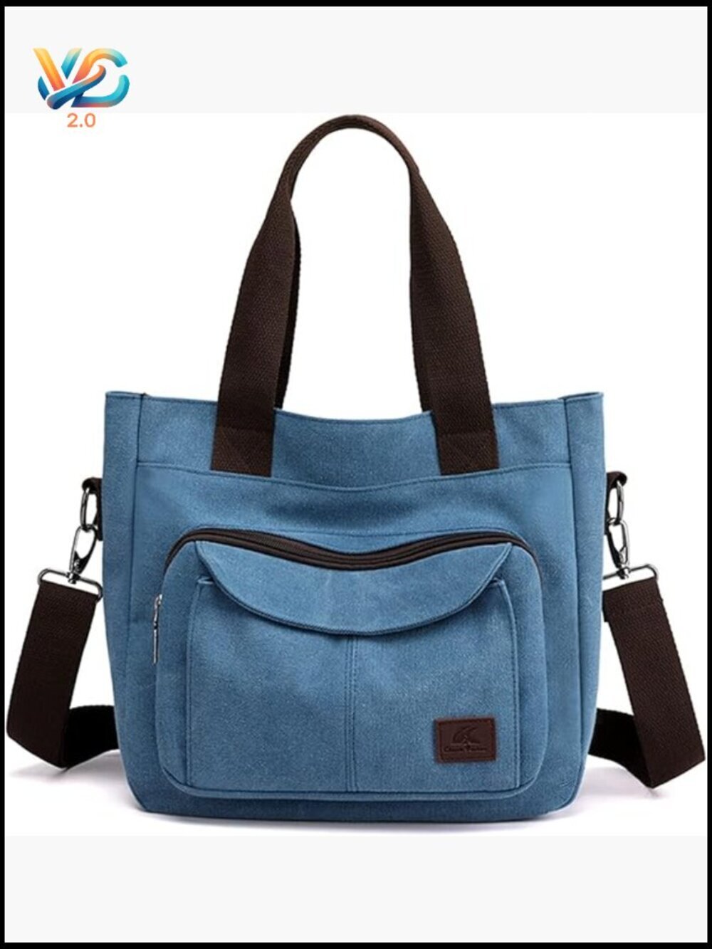 Canvas Tote Bag Shoulder Crossbody Multi-Pocket Top Handle Work Satchel